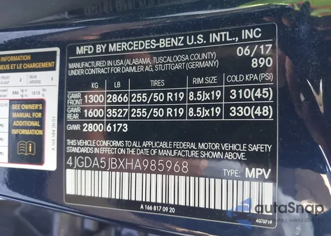 2017 Mercedes-Benz Gle 350 z USA, uszkodzony, nr VIN 4JGDA5JBXHA985968
